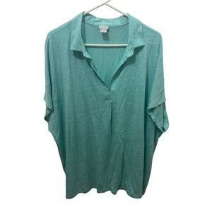 Chico’s Blue 100% Linen Short Sleeve Top Size XXL